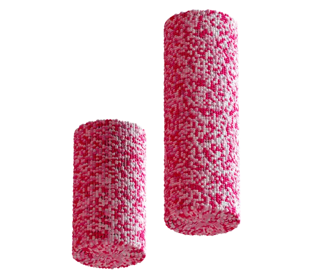 Small red and white spheres form two cylinders